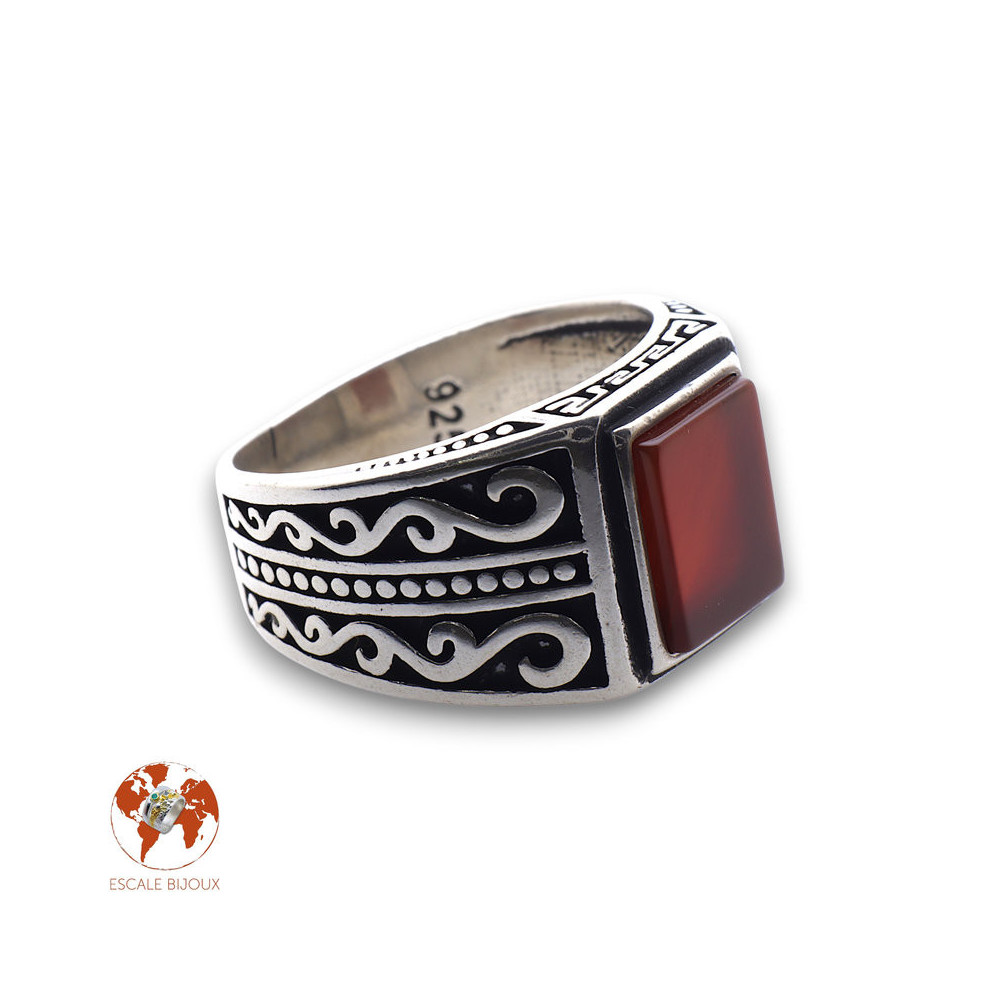 chevaliere homme cornaline