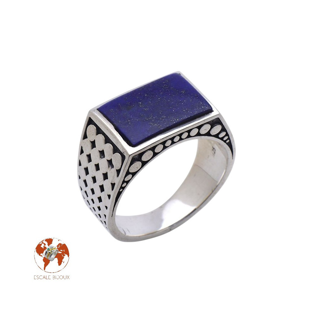 bague argent 925 lapis lazuli homme
