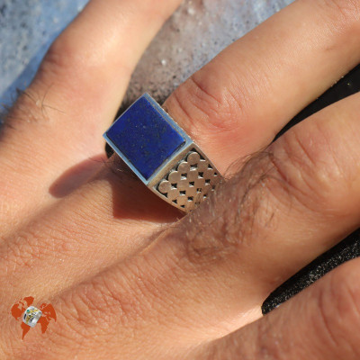 bague argent lapis lazuli homme