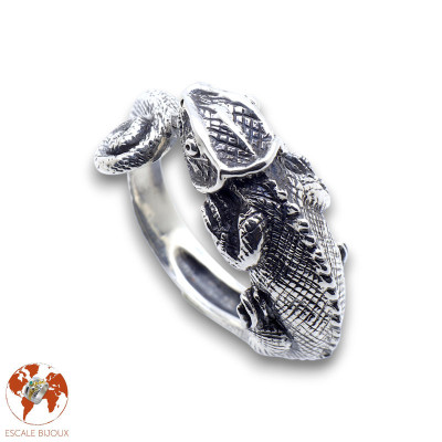 caméléon bague argent