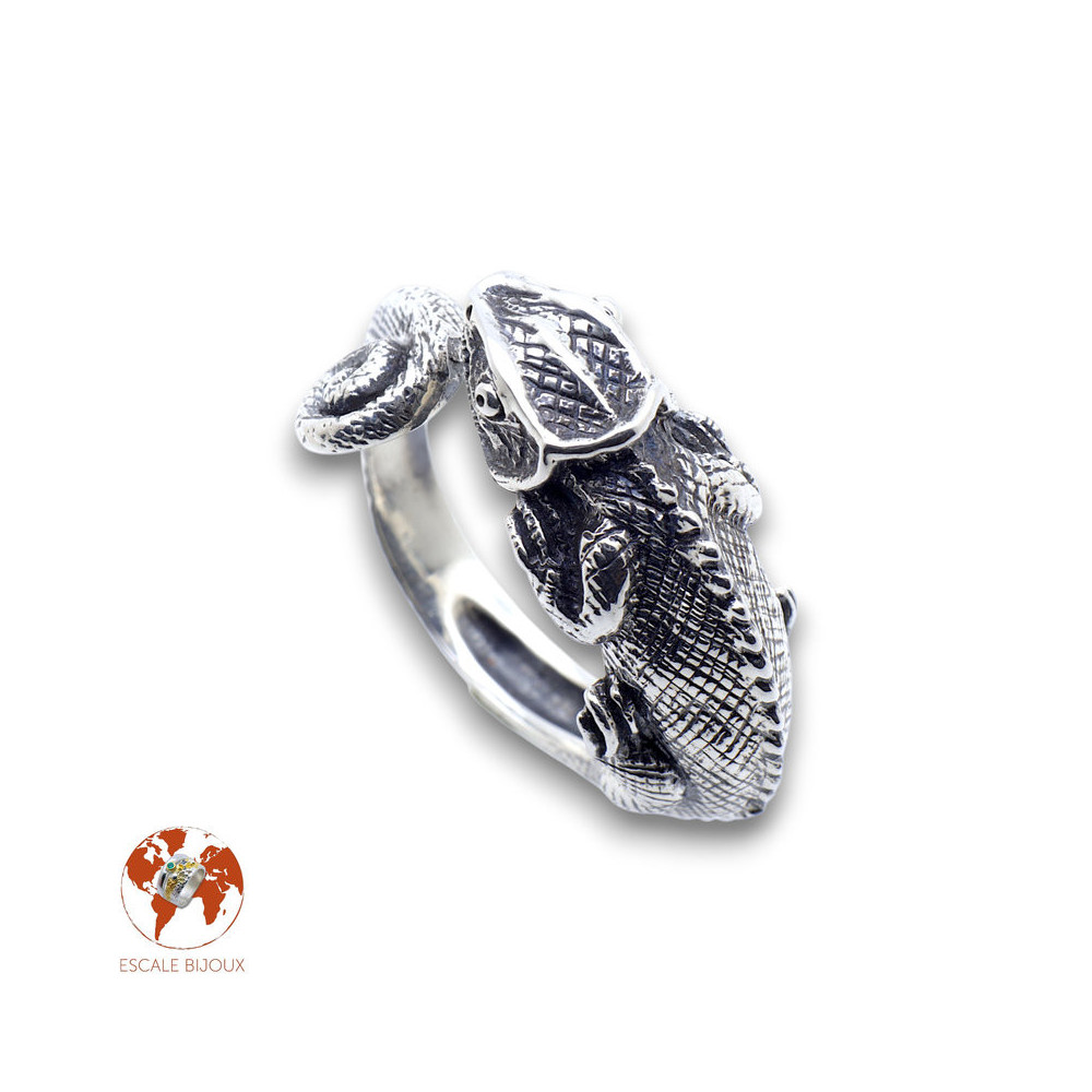 caméléon bague argent