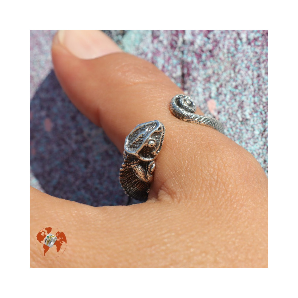 caméléon bague argent homme