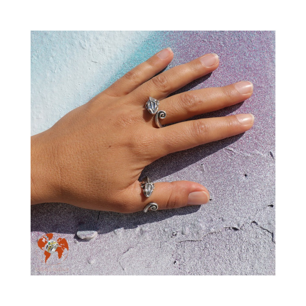 bague argent caméléon homme