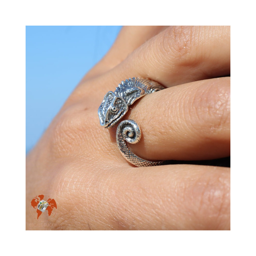 bague argent caméléon