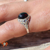 bague argent ambre