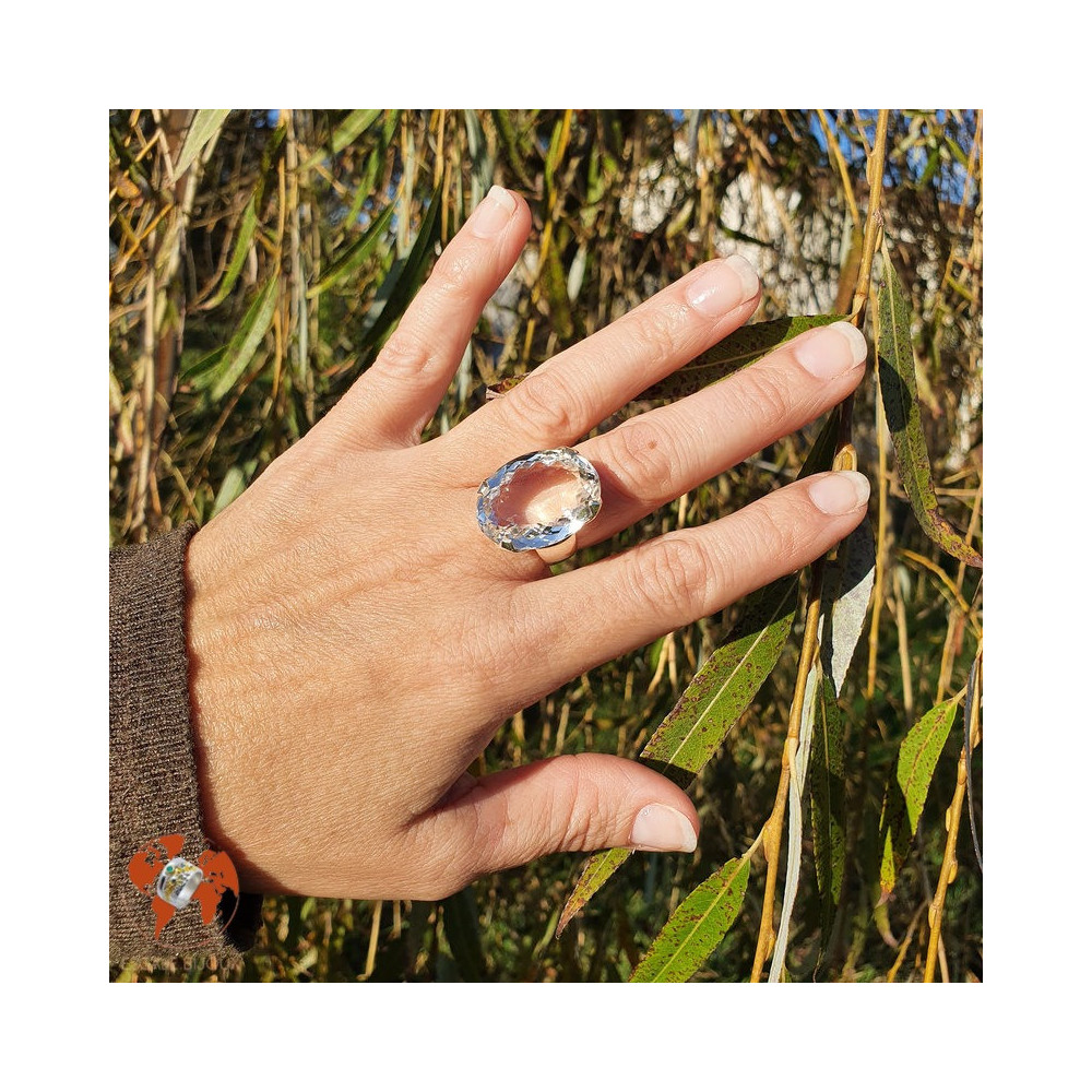 bague cristal de roche femme
