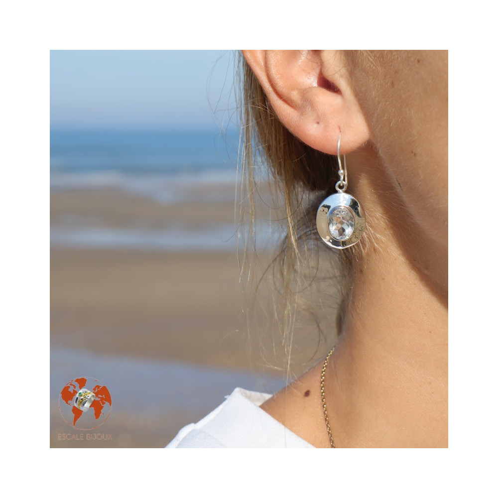 cristal de roche boucle d oreille