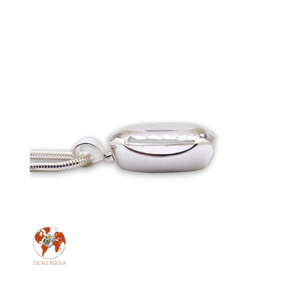 pendentif cristal de roche argent