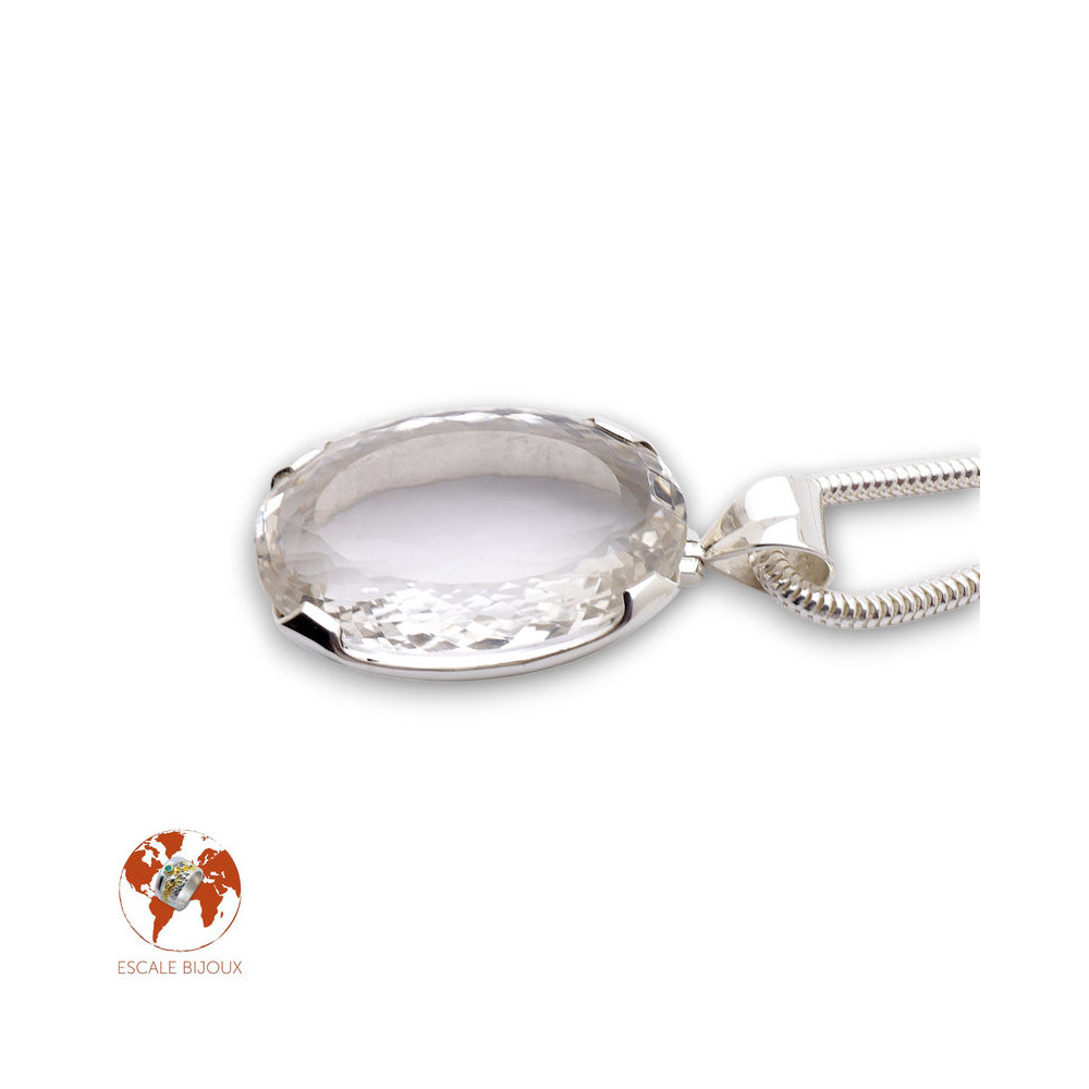 pierre cristal de roche pendentif