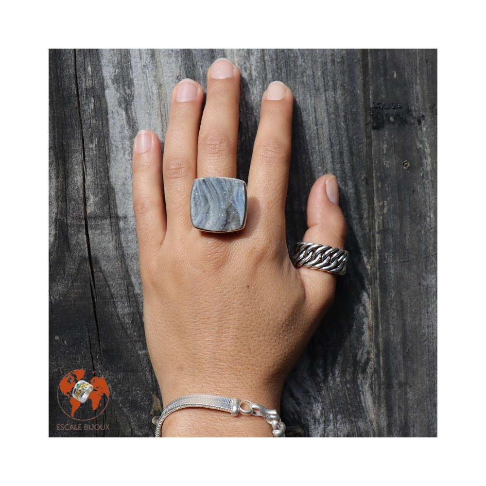 bague argent calcédoine femme
