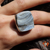 bague calcédoine brute pour femme