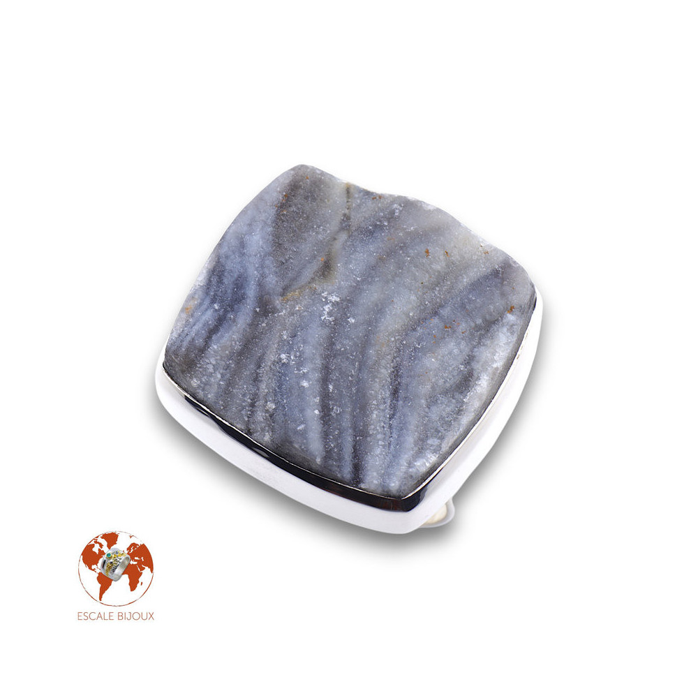 bague calcédoine bleue