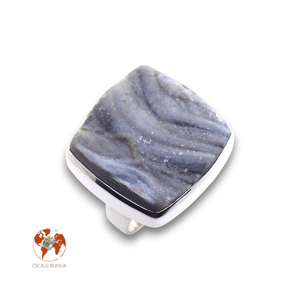 bague argent calcédoine
