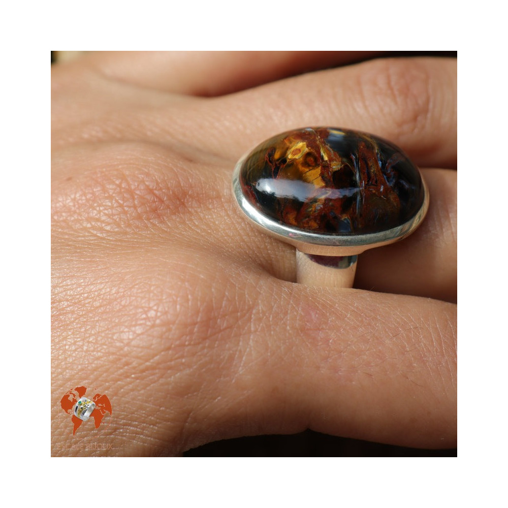 bague argent avec pietersite femme