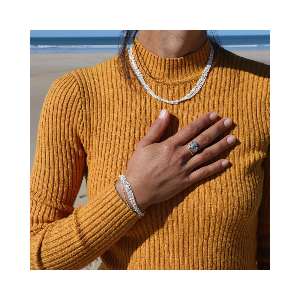 bague argent ginkgo femme