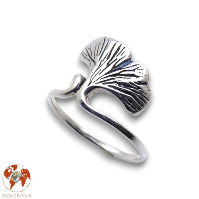 bague argent ginkgo