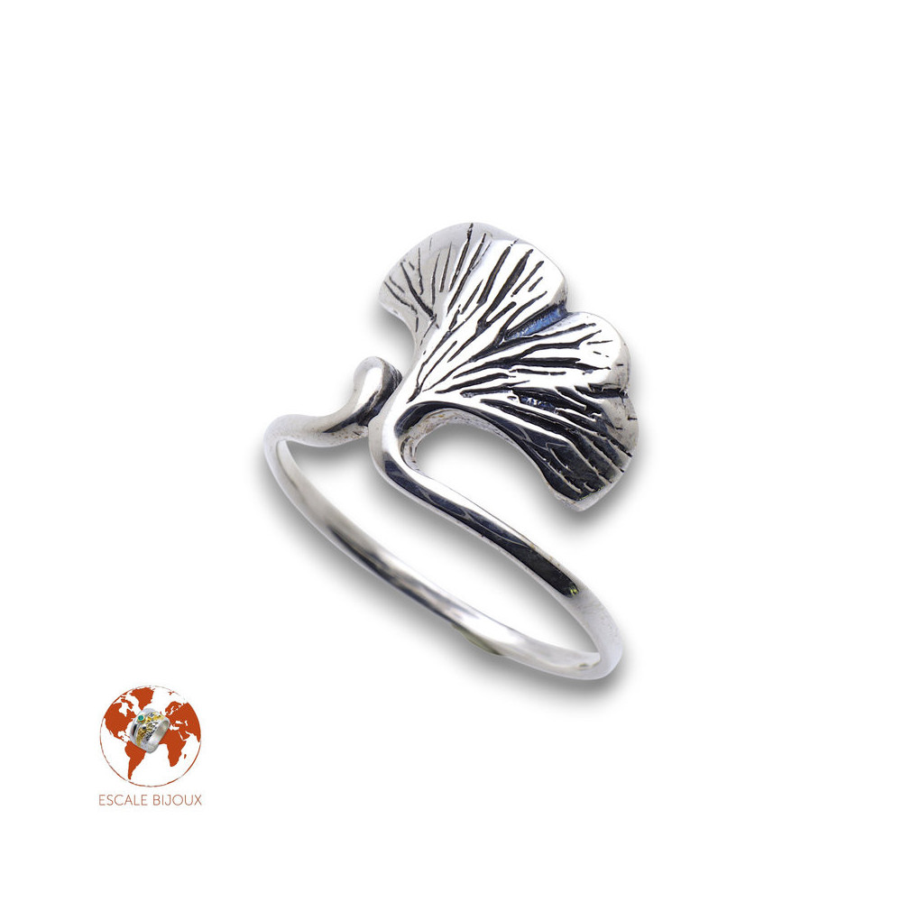 bague argent ginkgo