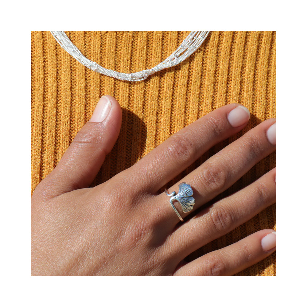 bague feuille ginkgo