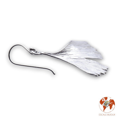 boucle d oreille feuille ginkgo argent