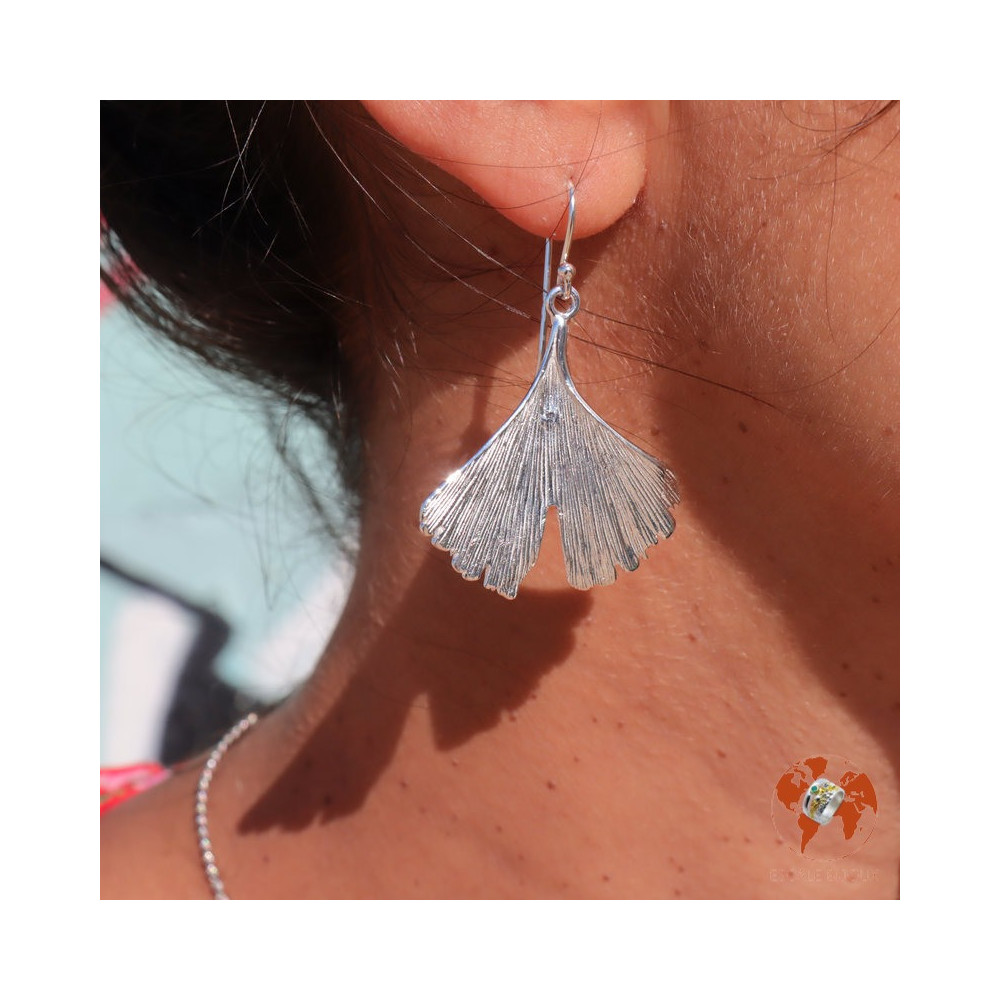 boucles d oreilles feuille ginkgo