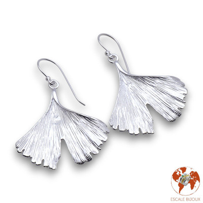 boucles d oreilles ginkgo argent