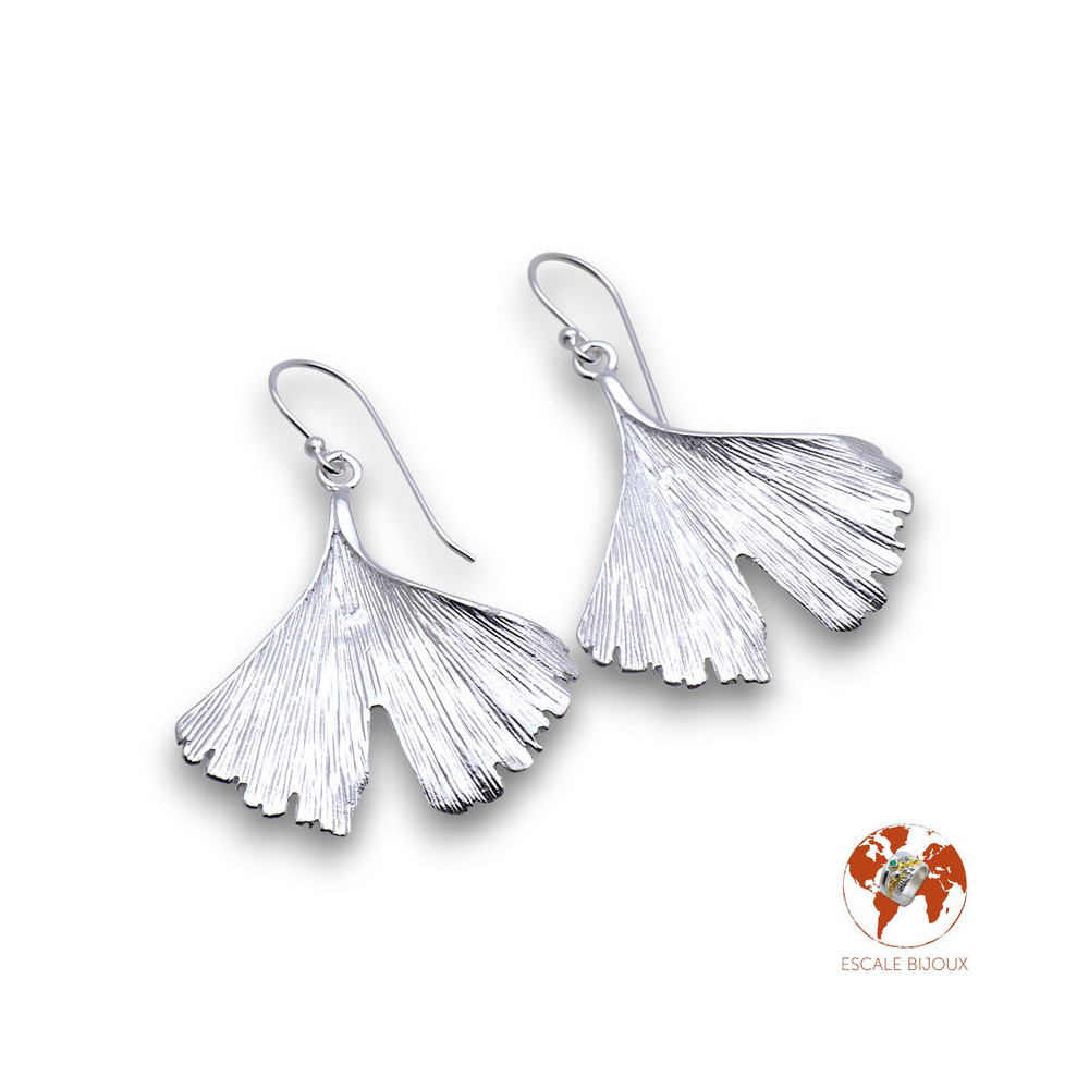 boucles d oreilles ginkgo argent