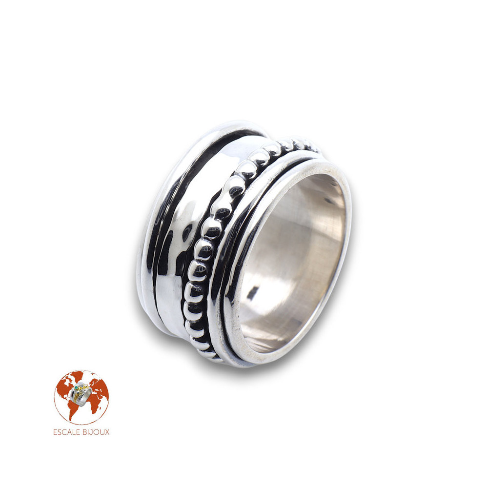 bague anti stress anneau tournant homme argent