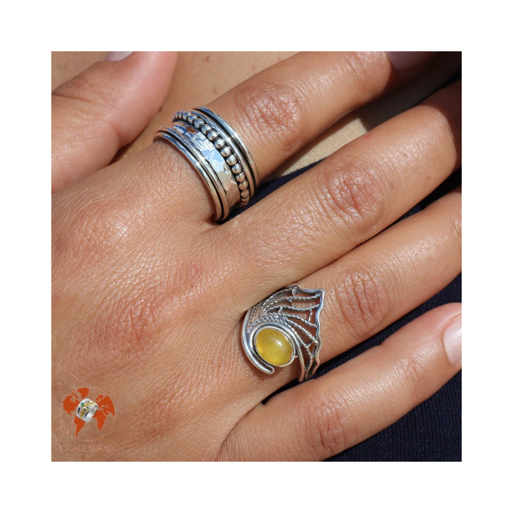 bague anti stress anneau tournant argent
