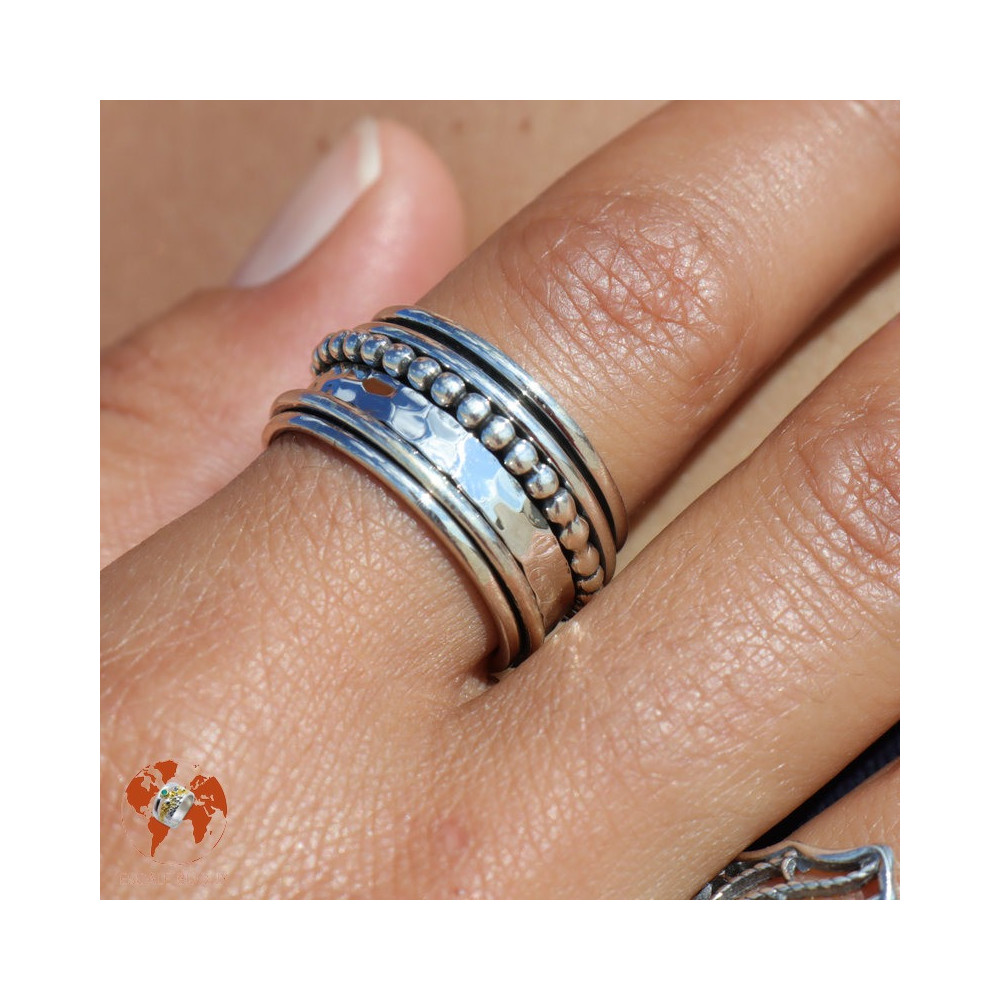 bague qui tourne anti stress argent