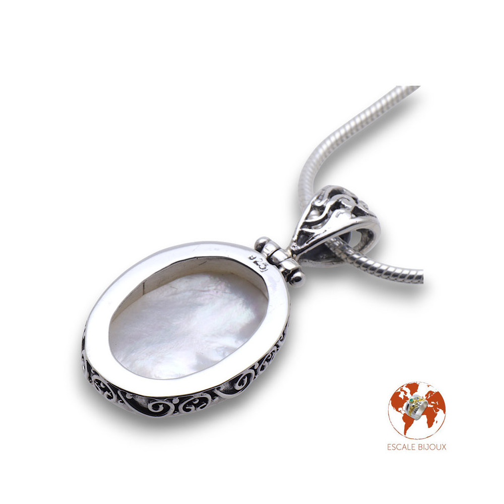 nacre blanche pendentif argent