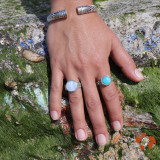bague argent nacre blanc