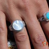 bague argent et nacre blanche