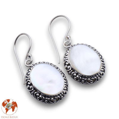 boucles d oreilles nacre et argent
