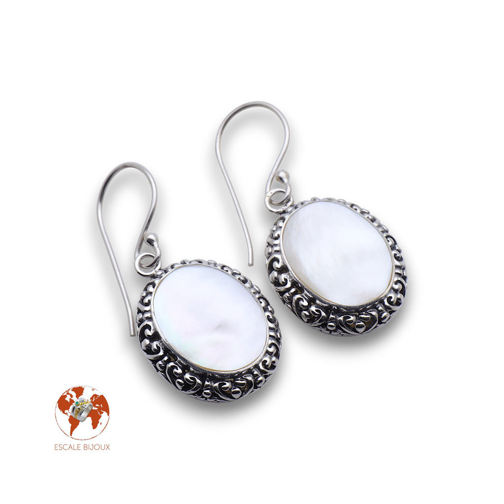boucles d oreilles nacre et argent