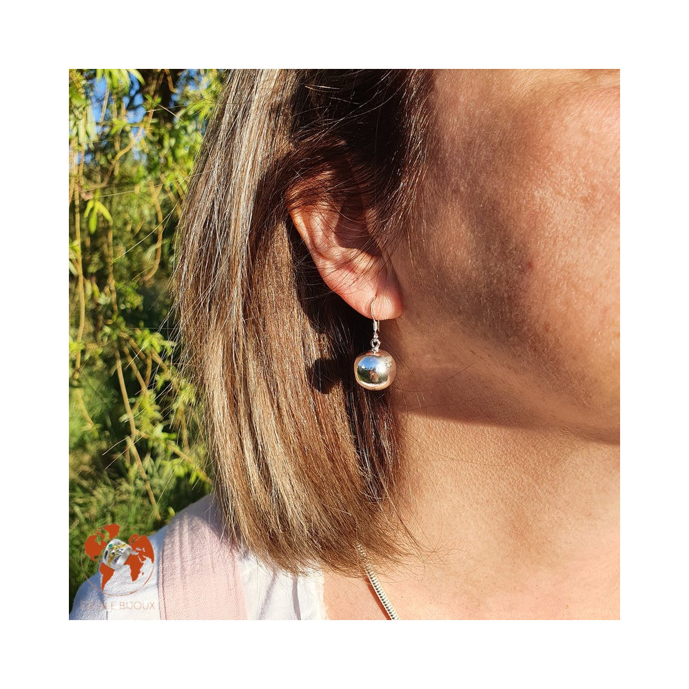 boucle d oreille grosse boule argent