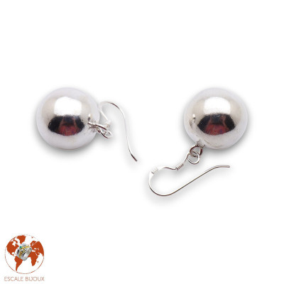 boucle d oreille pendante boule argent