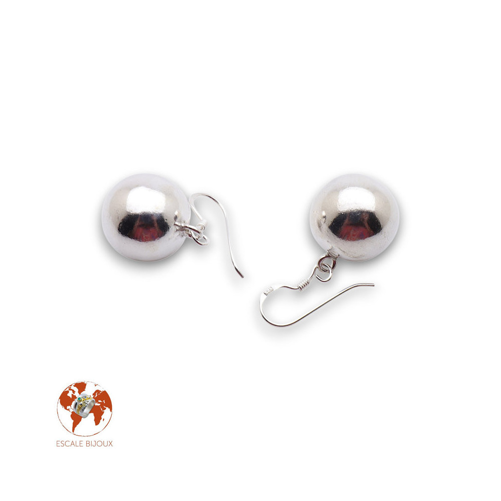 boucle d oreille pendante boule argent