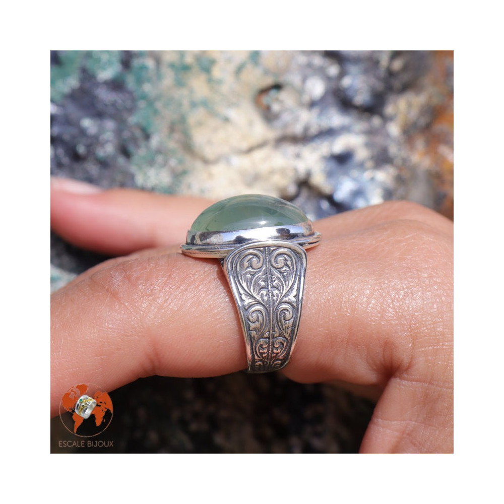 bague argent préhnite femme