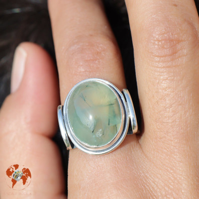 bague argent avec pierre verte