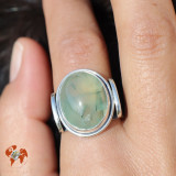 bague argent avec pierre verte