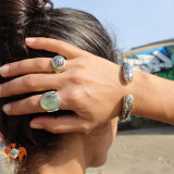 bague argent avec pierre prehnite