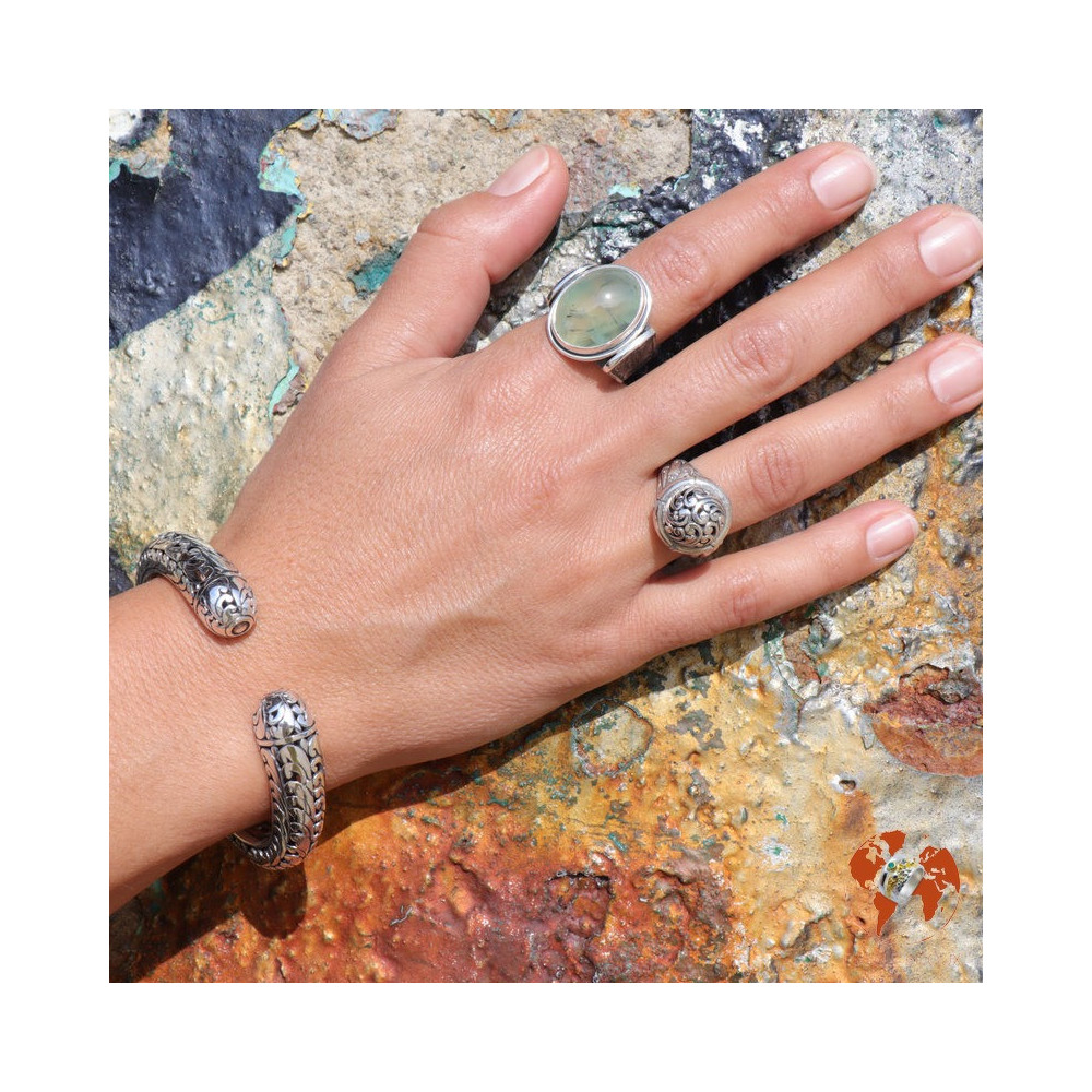 bague argent motifs spirales