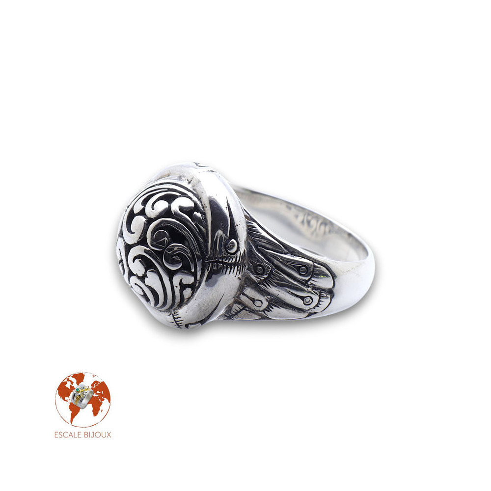 bague argent artisanale volute