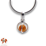 Petit pendentif en argent sterling et ambre orangé