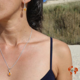 Petit pendentif en argent sterling et ambre orangé