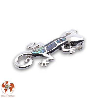 pendentif gecko abalone argent