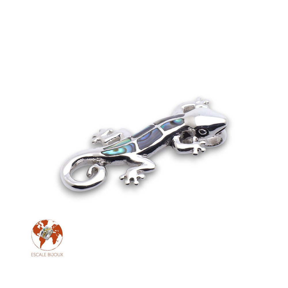 pendentif gecko abalone argent
