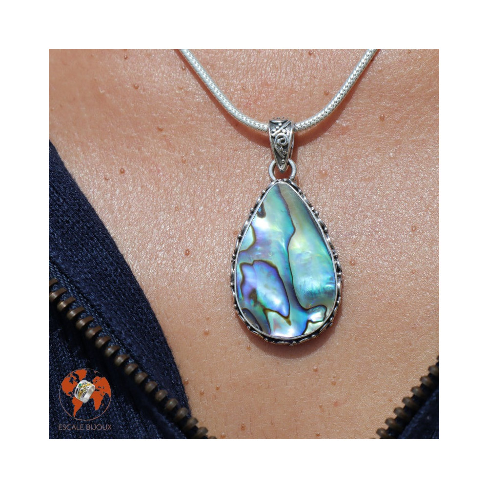 pendentif argent abalone femme