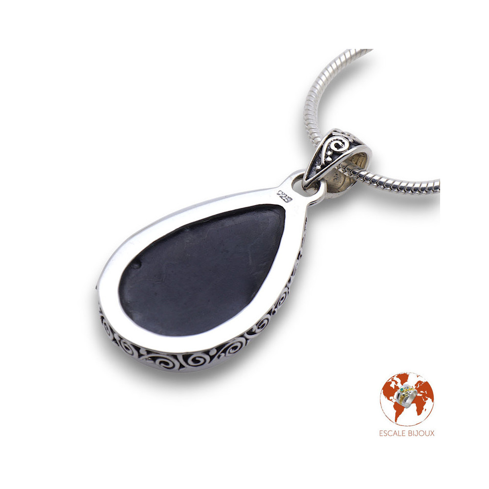 pendentif goutte argent avec abalone