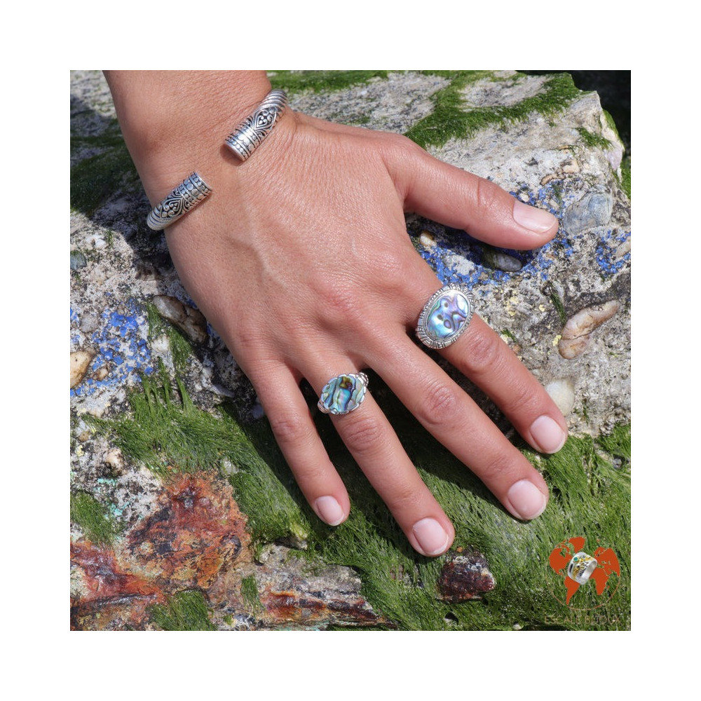 bague argent nacre abalone